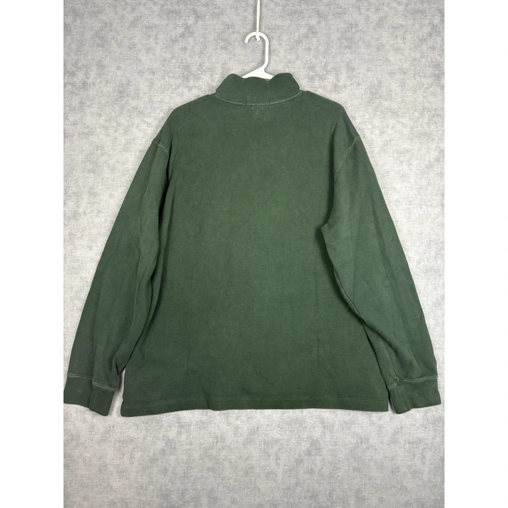 Polo Ralph Lauren Quarter Zip Sweater Men's XL Green 100% Cotton Purple Pony